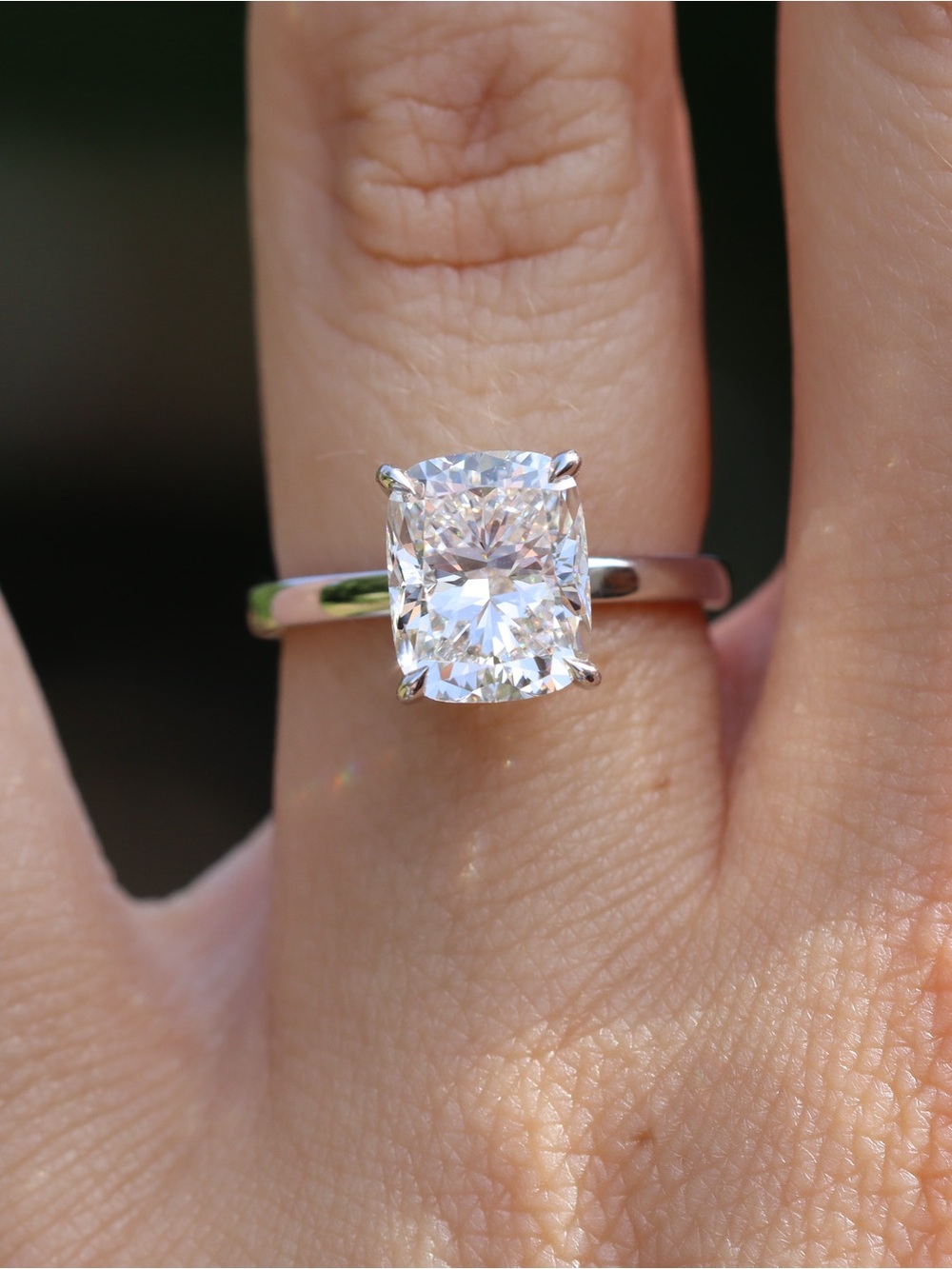 IGI Certified 3ct Elongated Cushion Lab Diamond Ring